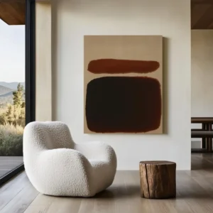 Quadro com Arte Abstrata Minimalista em Terracota, Moderna e Orgânica.