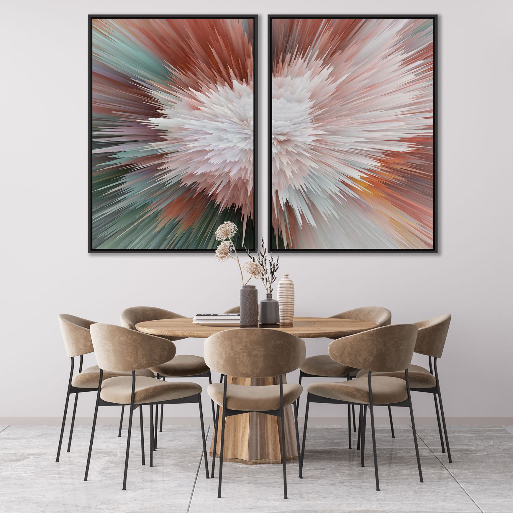 Composição com 2 Quadros Abstrato Colorido com Efeito
