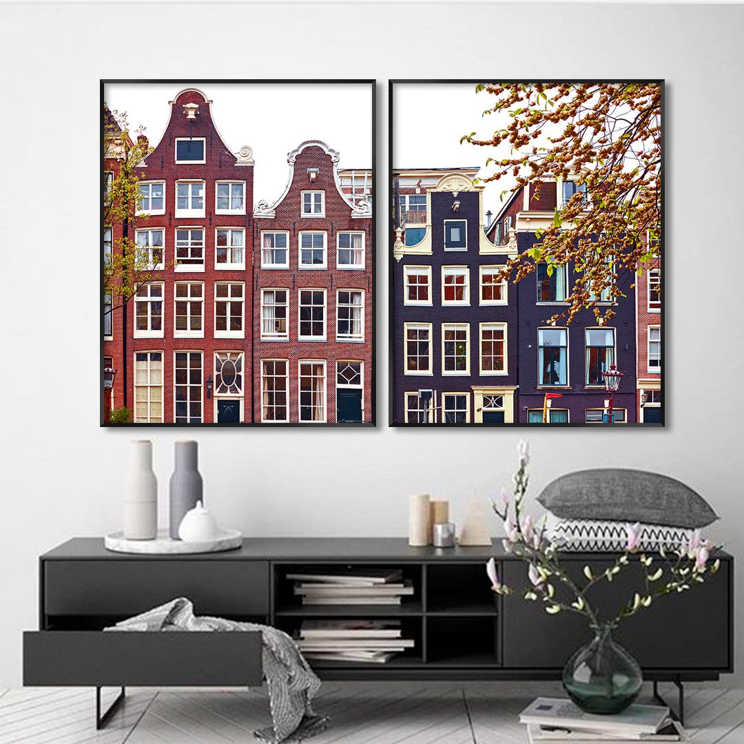 Composição com 2 Quadros com Fotografia Arquitetônica de Amsterdam