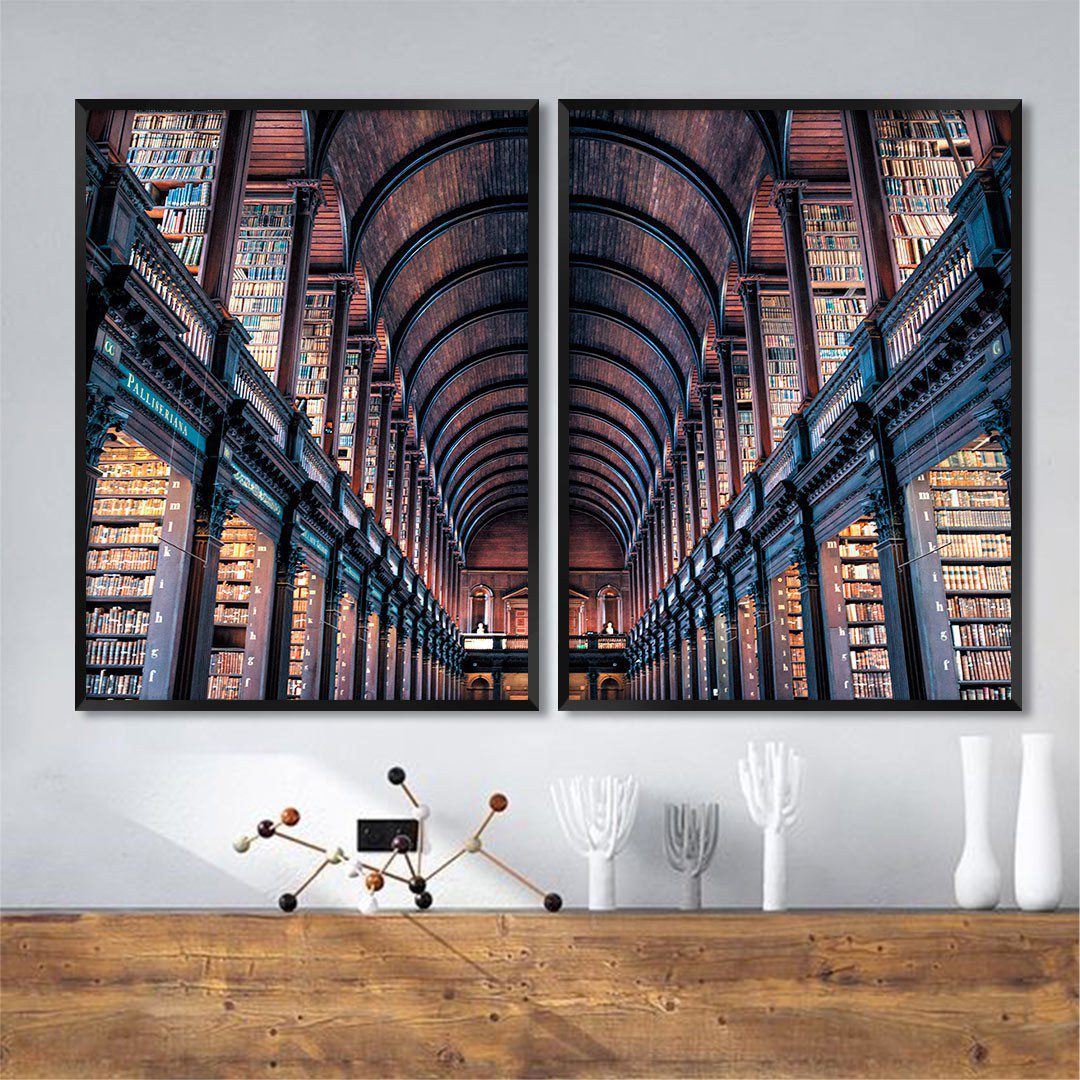 Composição com 2 Quadros com Fotografia da Biblioteca de Trinity - Dublin/Irlanda