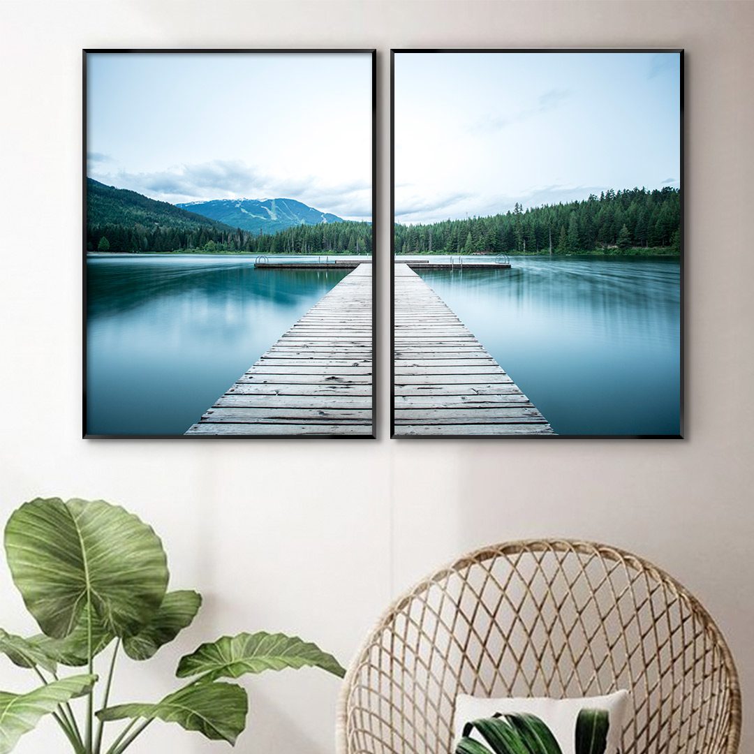 Composição com 2 Quadros com Fotografia de Lago