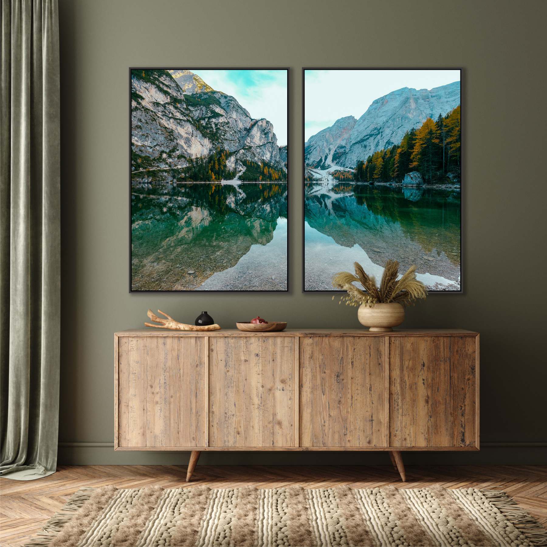 Composição com 2 Quadros com Fotografia  Lago Field - Canadá