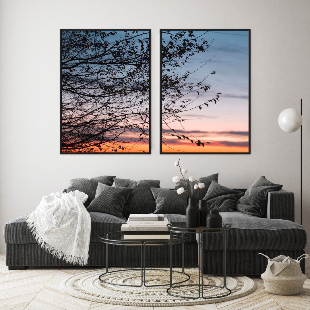 Composição com 2 Quadros com Fotografia Pôr do sol