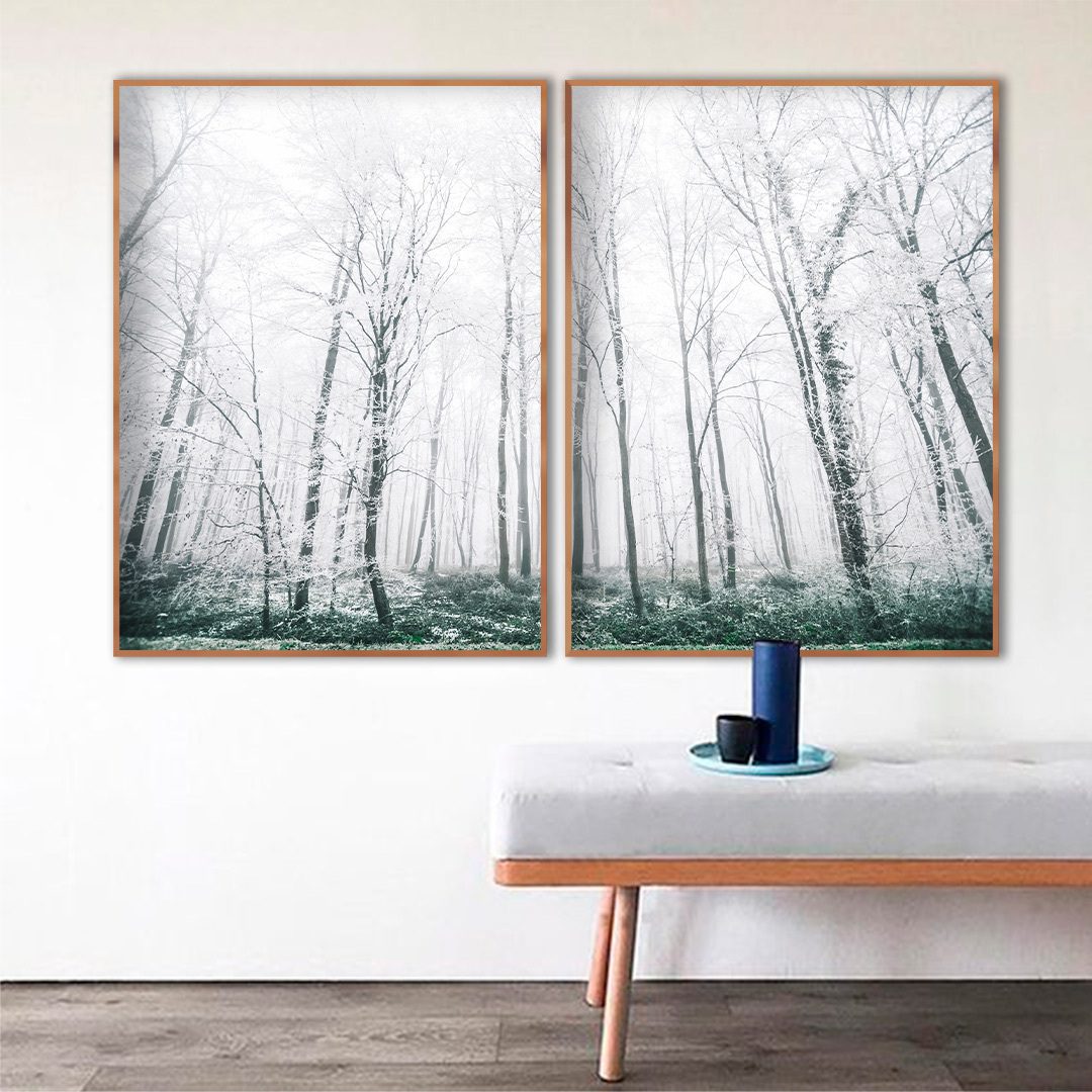 Composição com 2 Quadros de Paisagem com Árvores