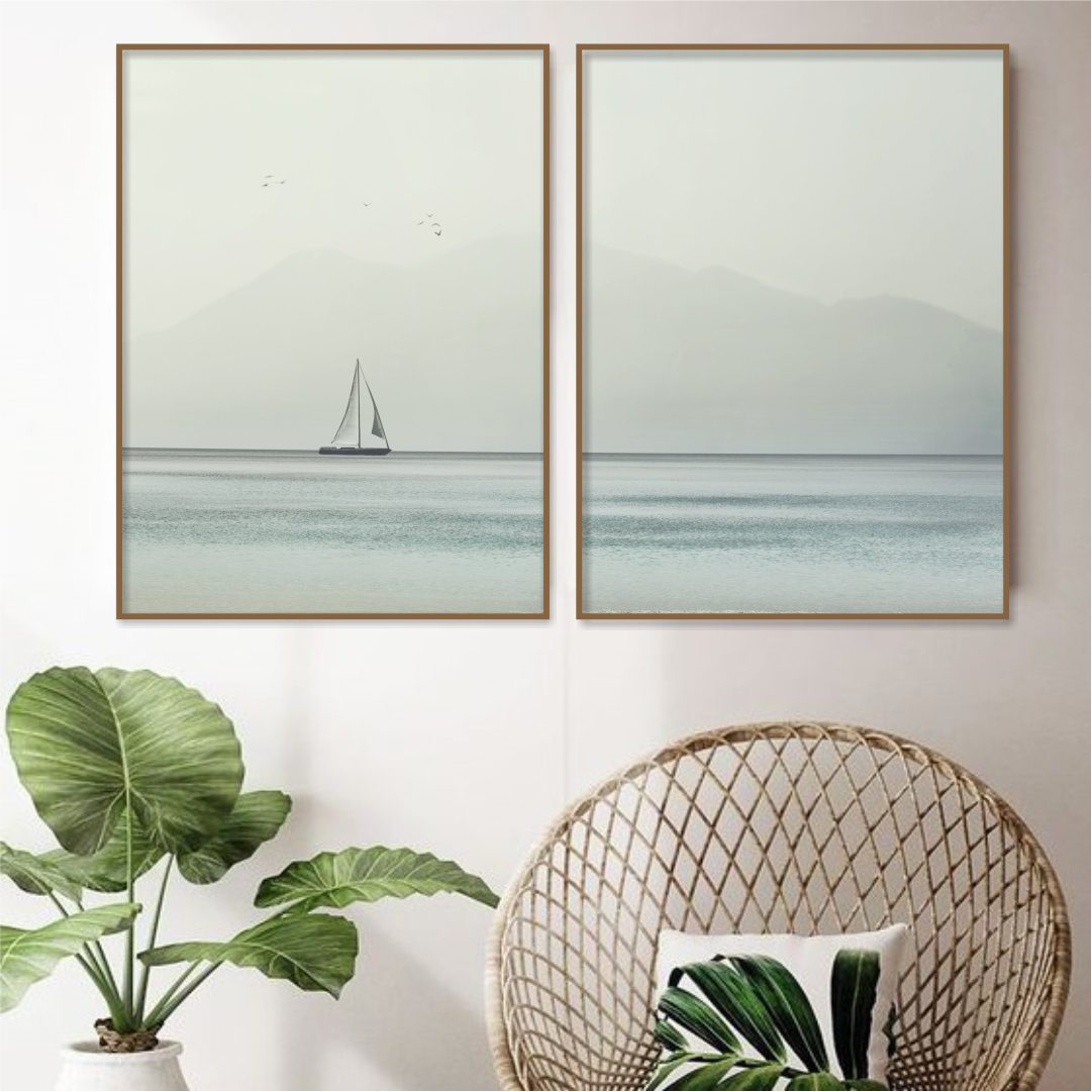 Composição com 2 Quadros de Veleiro no Mar