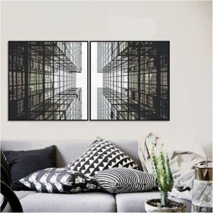 Composição com 2 Quadros Edifícios Espelhados
