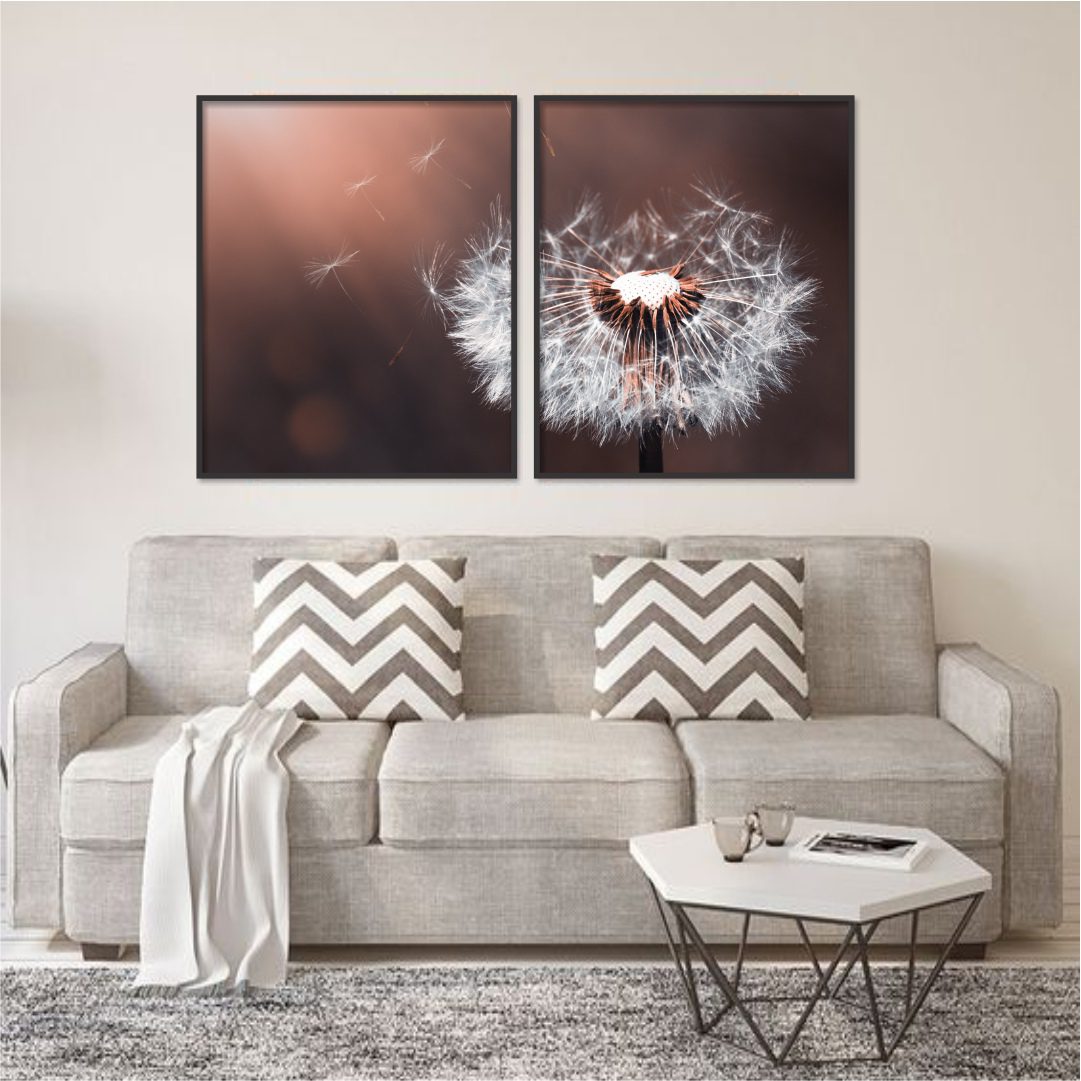 Composição com 2 Quadros Flor Dente de Leão