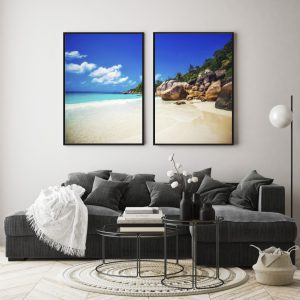 Composição com 2 Quadros Paisagem de Praia