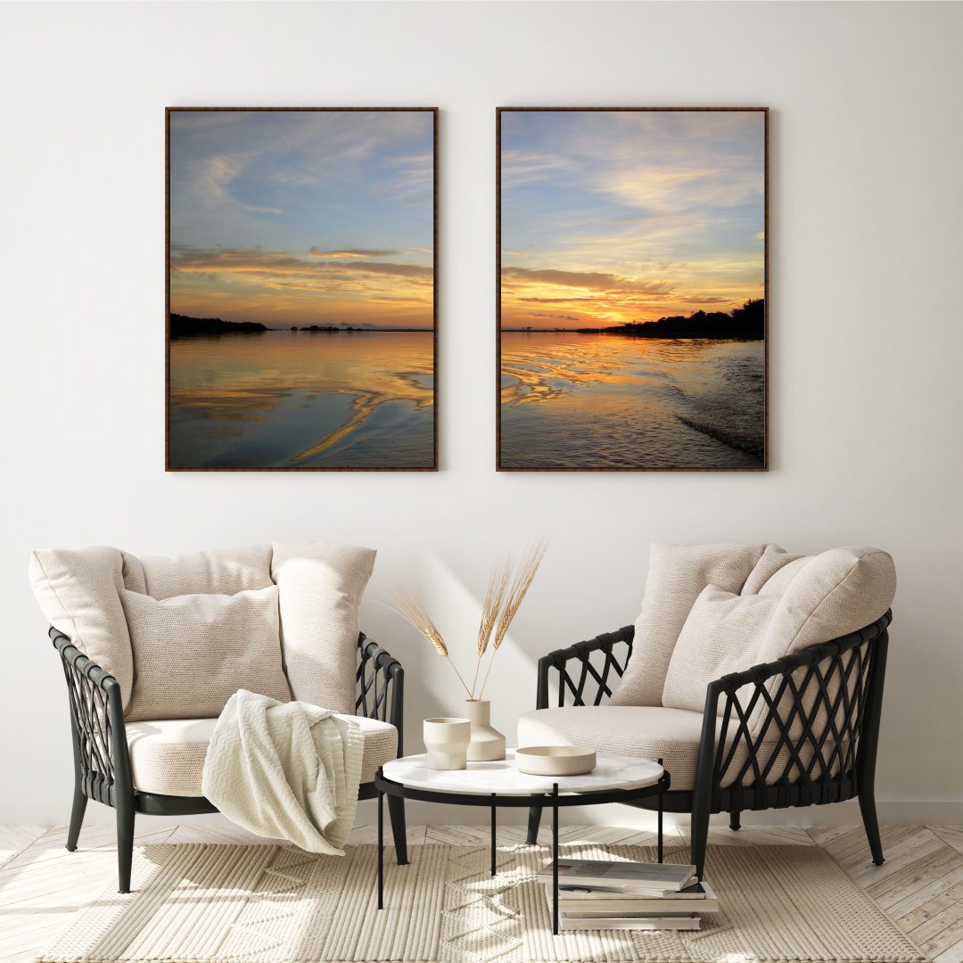 Composição com 2 Quadros Pôr do Sol no Rio Negro