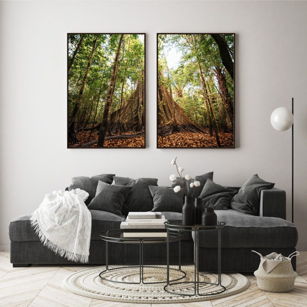 Composição com 2 Quadros Tronco Árvore Sumaúma