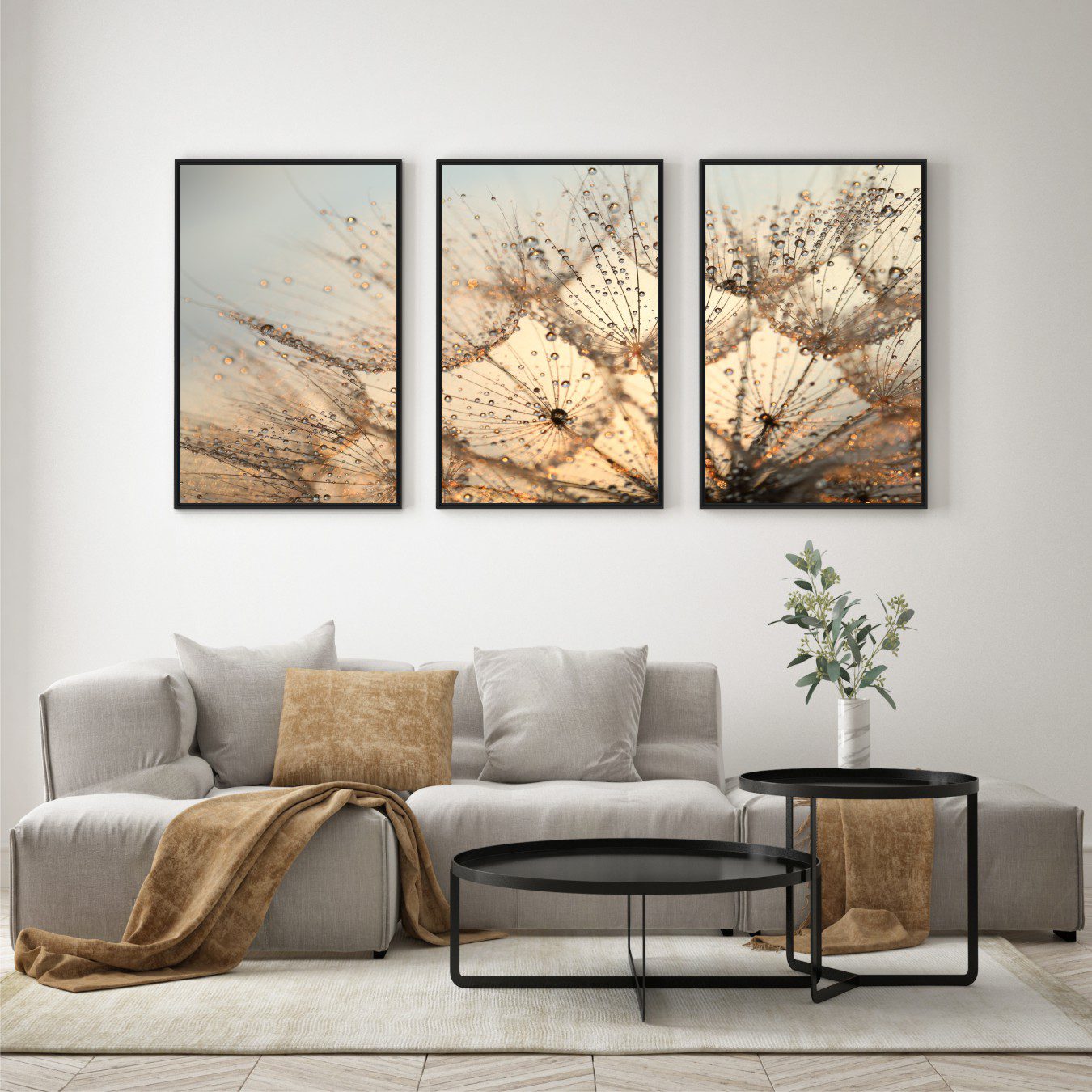 Composição com 3 Quadros Fotografia Dente de Leão