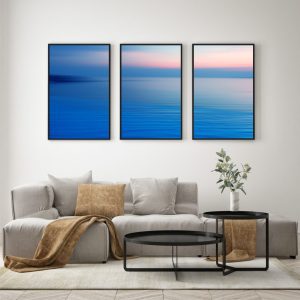 Composição com 3 Quadros Mar Abstrato