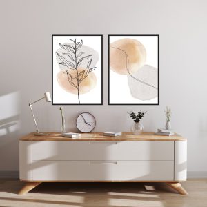 Conjunto com 2 Quadros Abstrato e Botânica