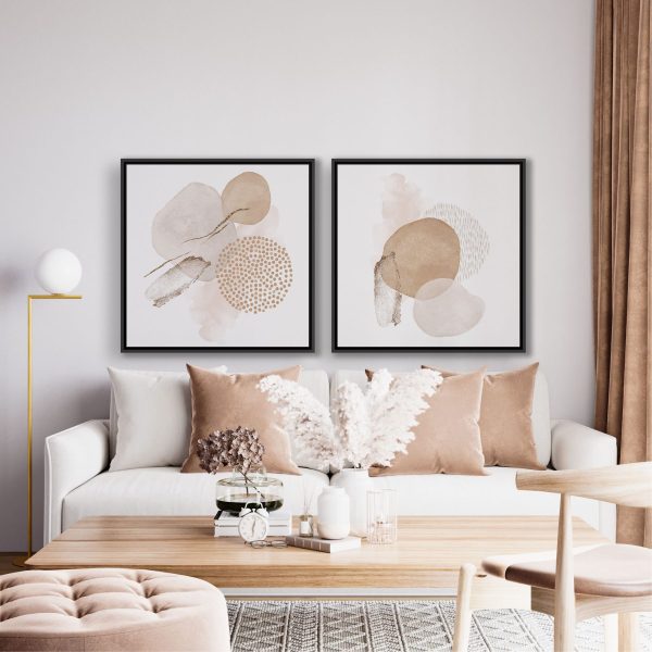 Conjunto com 2 Quadros Abstrato em Aquarela