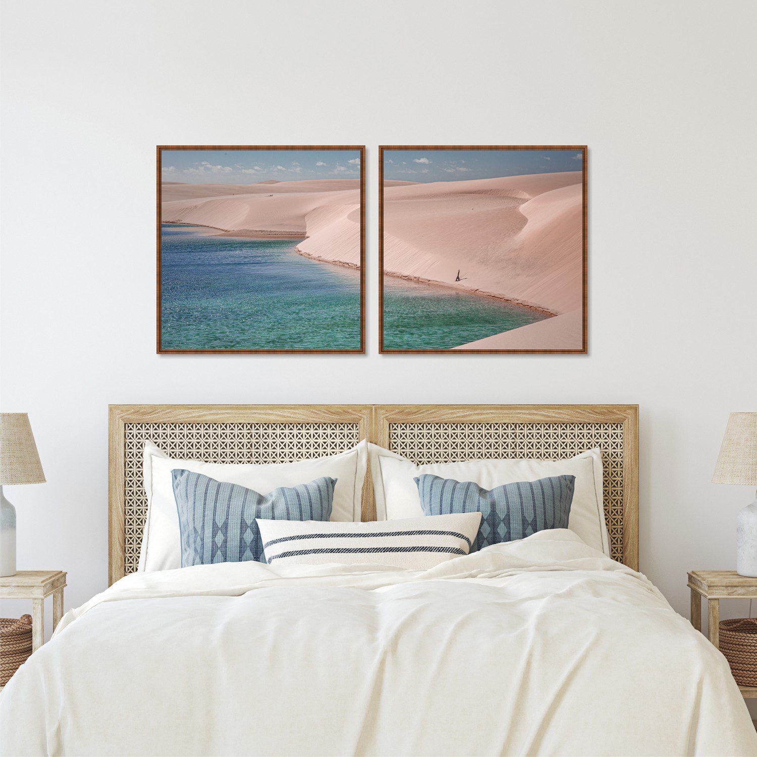 Conjunto com 2 Quadros com Fotografia de Dunas e Mar
