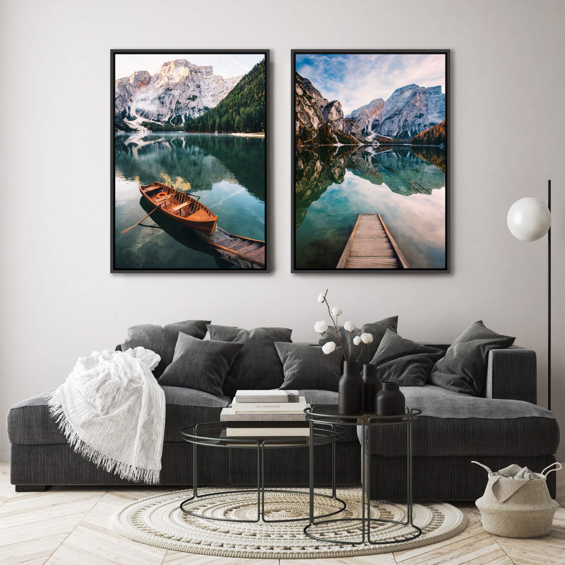 Conjunto com 2 Quadros com Fotografia  Lago Field - Canadá