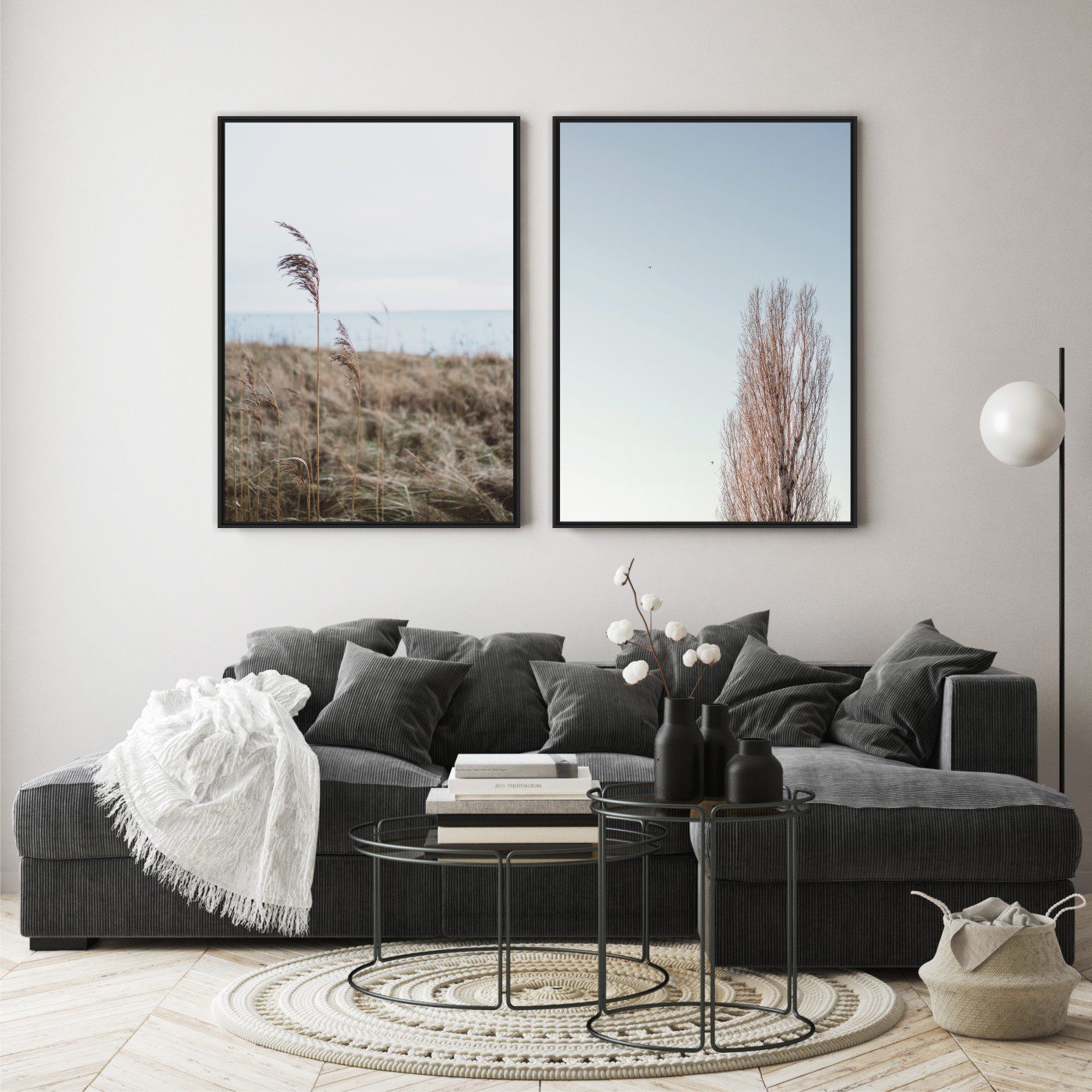 Conjunto com 2 Quadros com Paisagens de Natureza