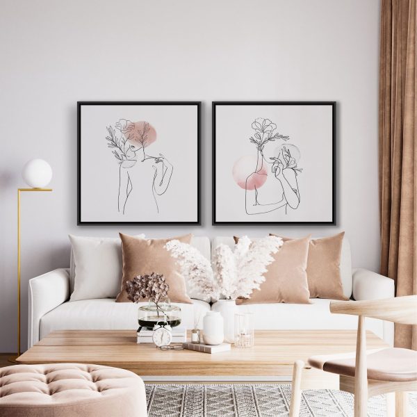 Conjunto com 2 Quadros Desenho de Mulher