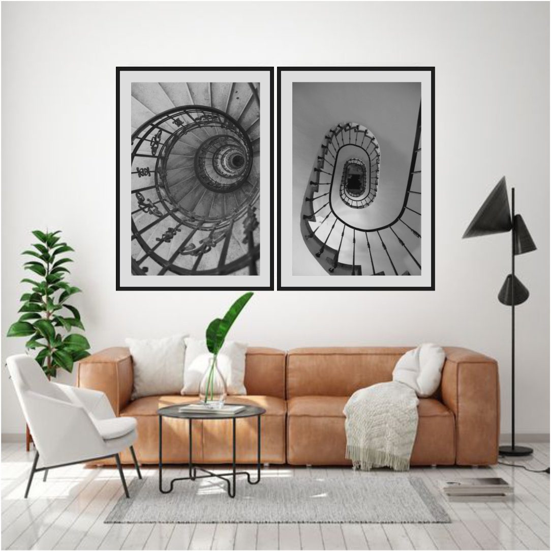 Conjunto com 2 Quadros em Arquitetura Helicoidal Clássica