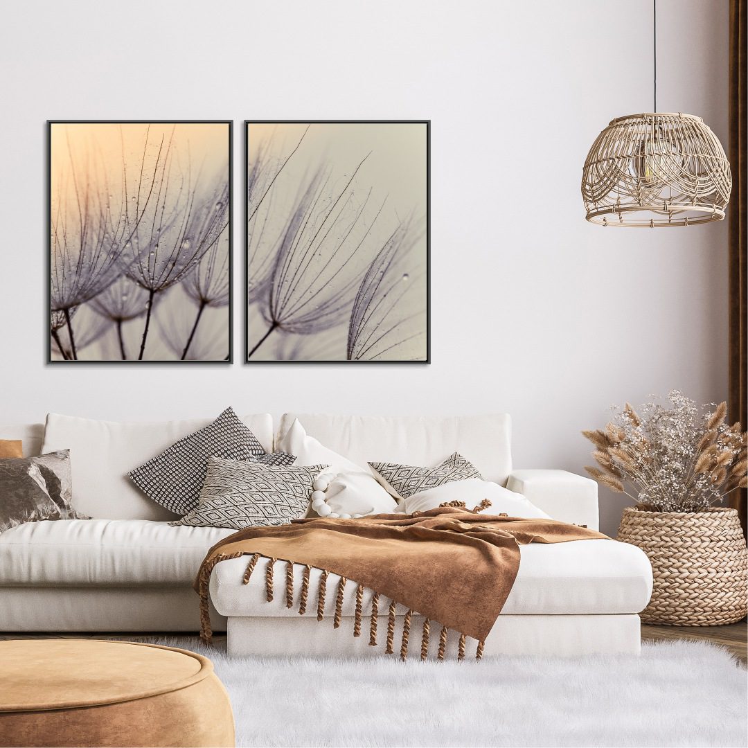 Conjunto com 2 Quadros Flor Dente de Leão