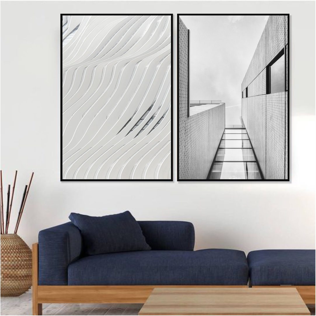 Conjunto com 2 Quadros Formas Arquitetônicas em Edifícios