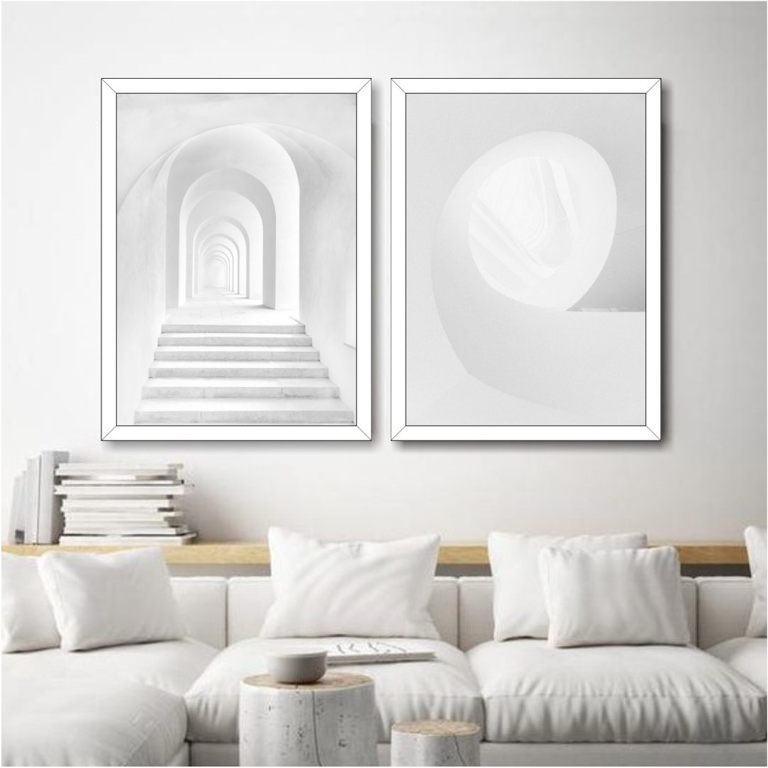 Conjunto com 2 Quadros Formas Arquitetônicas Minimalistas