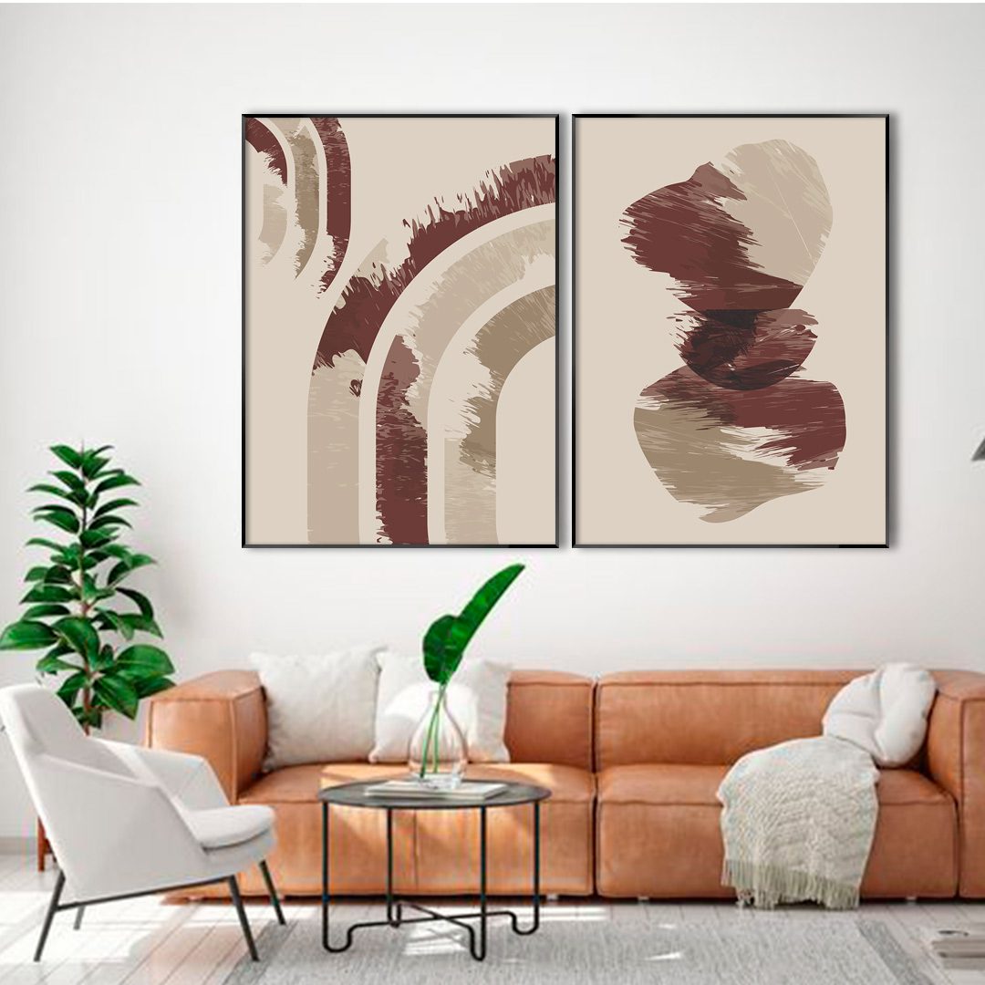 Conjunto com 2 Quadros Formas Orgânicas