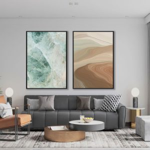 Conjunto com 2 Quadros Marmorizados