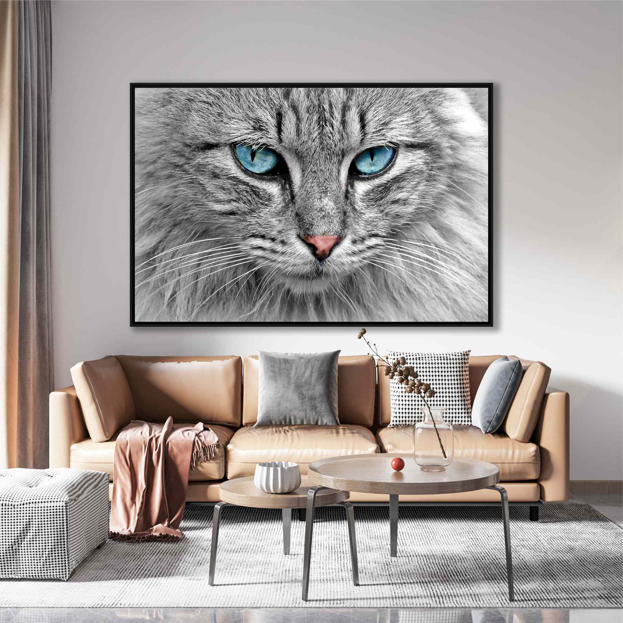Quadro Decorativo Gato Olho Azul