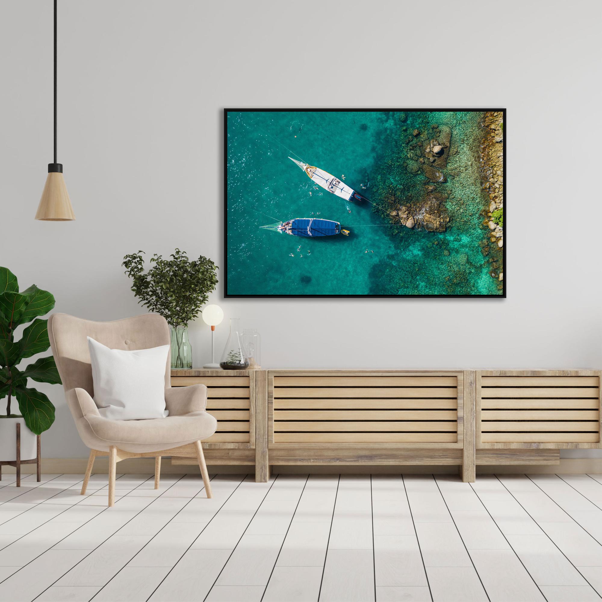 Quadro com Fotografia de Barcos no Mar