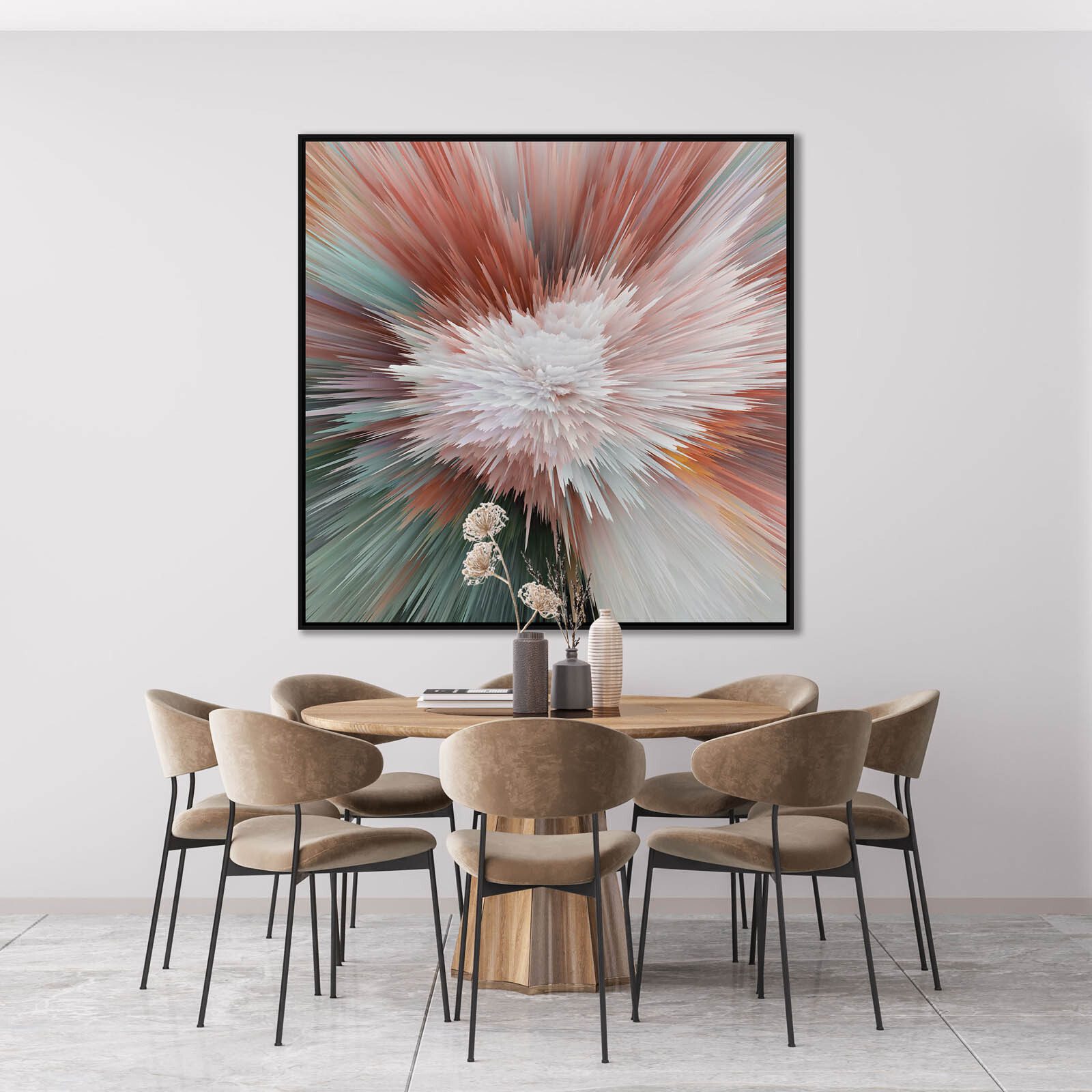 Quadro Abstrato Colorido com Efeito Profundidade