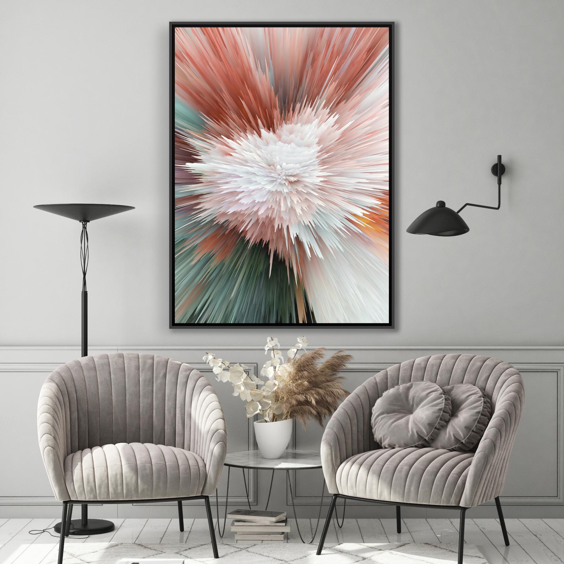 Quadro Abstrato Colorido com Efeito Profundidade