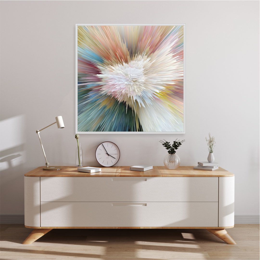 Quadro Abstrato Colorido com Efeito Profundidade