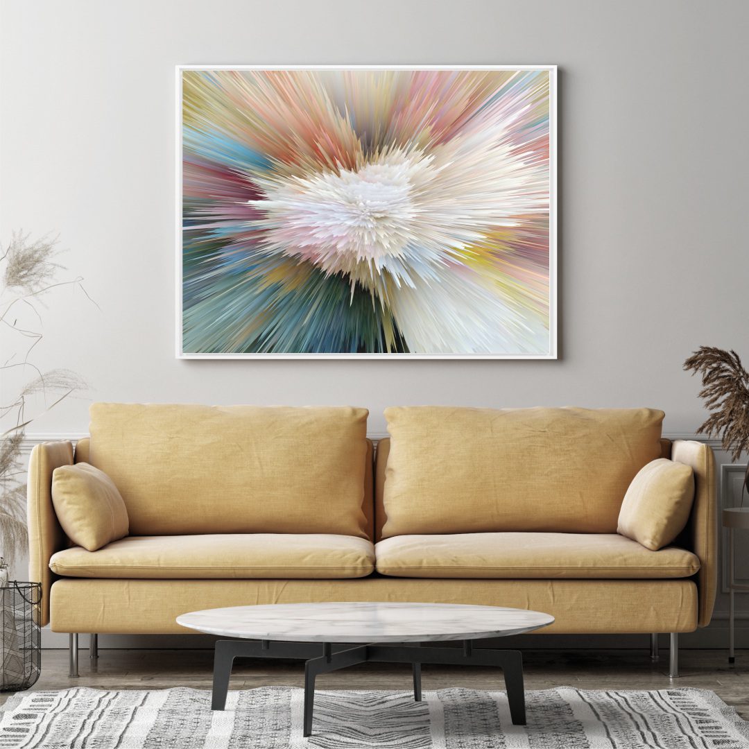 Quadro Abstrato Colorido com Efeito Profundidade