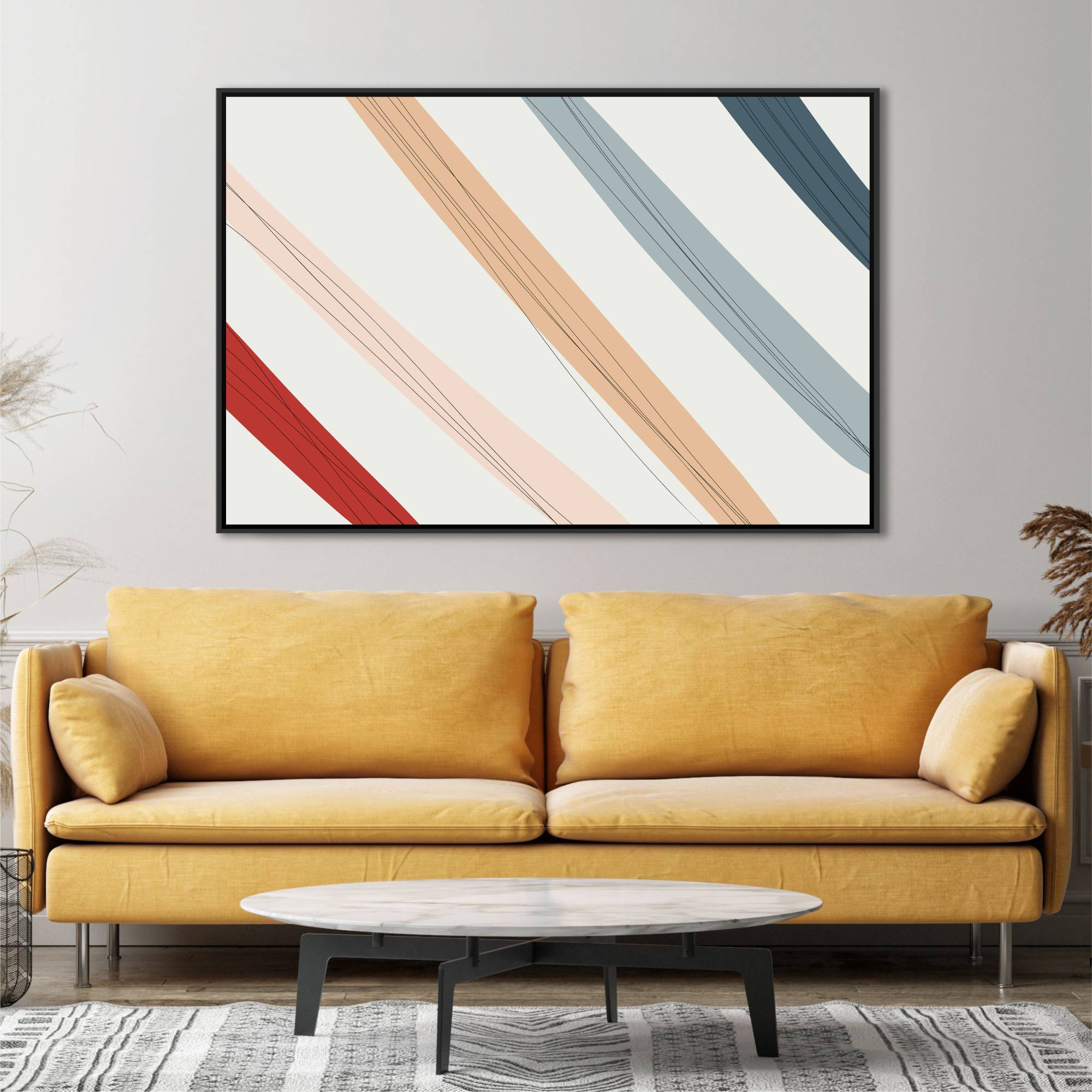 Quadro Abstrato com Linhas Coloridas