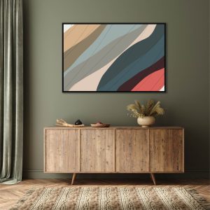 Quadro Abstrato com Linhas Curvas