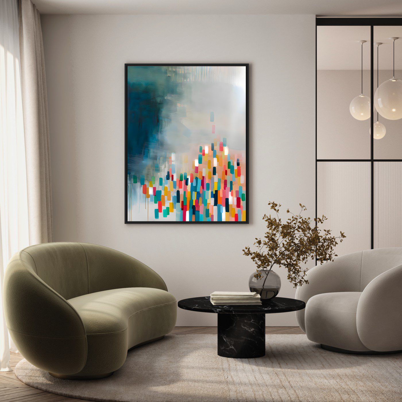 Quadro Abstrato com Pinceladas Coloridas