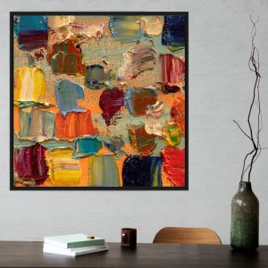 Quadro Abstrato com Pinceladas de Tinta Colorida
