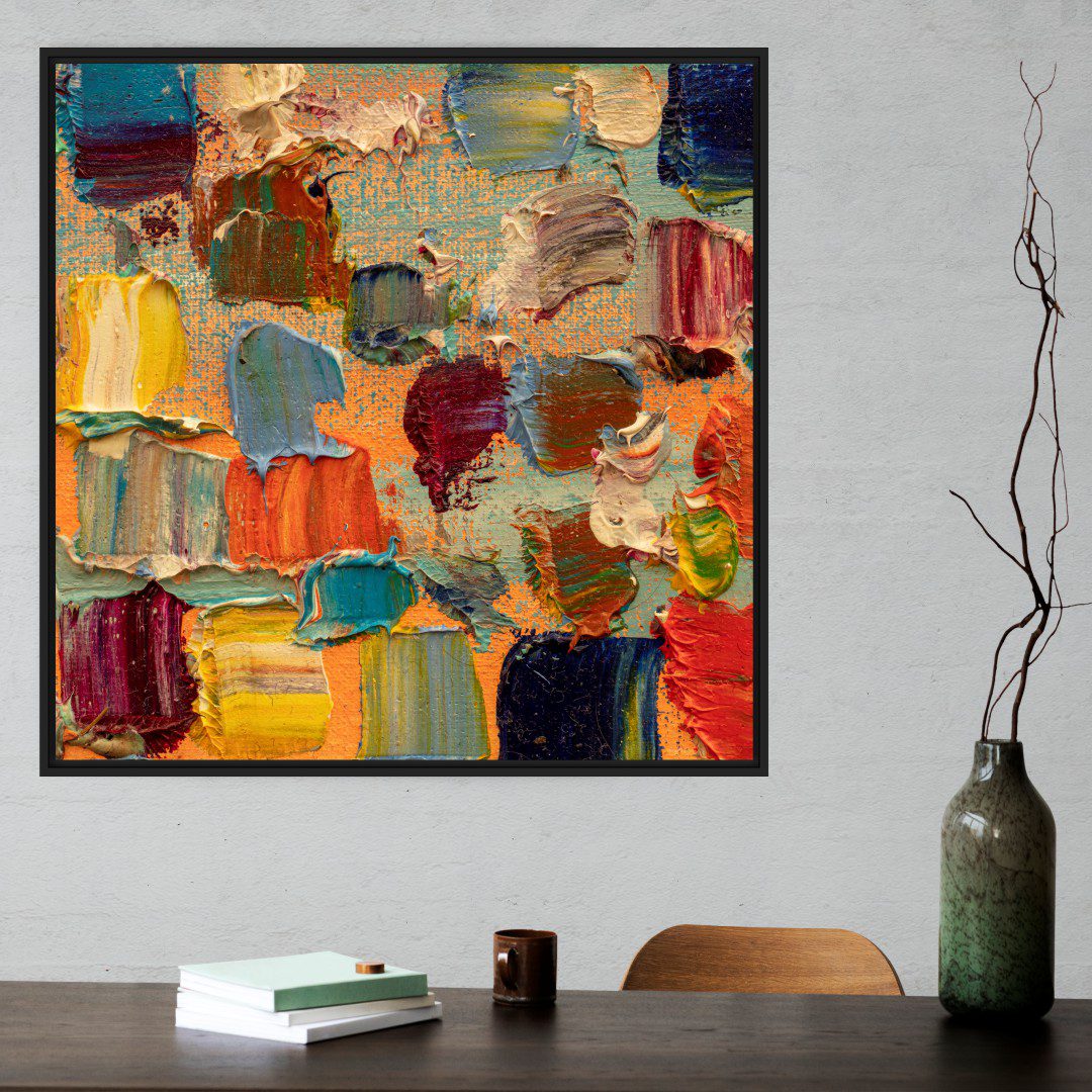 Quadro Abstrato com Pinceladas de Tinta Colorida