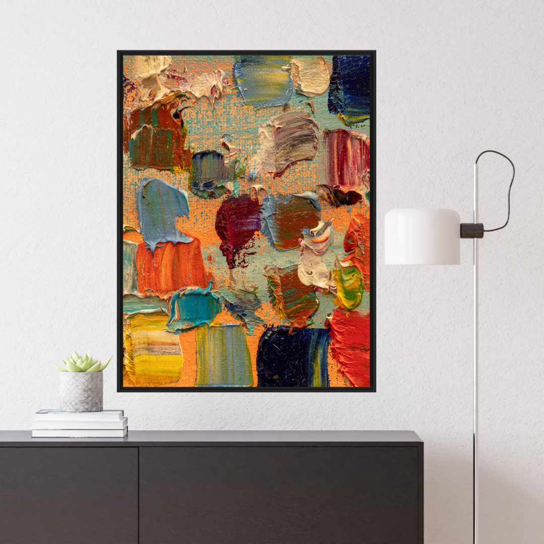 Quadro Abstrato com Pinceladas de Tinta Colorida