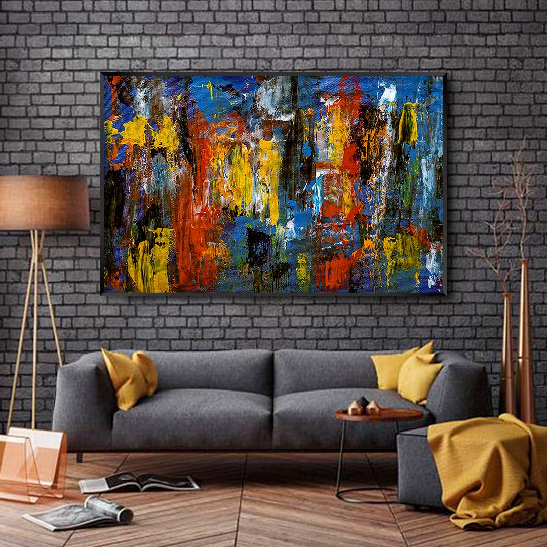 Quadro Abstrato com Pintura Colorida