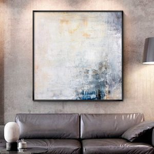 Quadro Abstrato em Tons de Azul e Amarelo