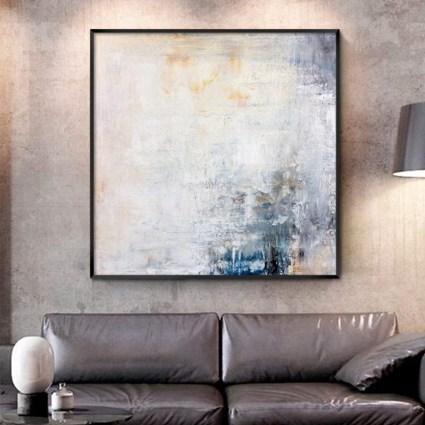 Quadro Abstrato em Tons de Azul e Amarelo