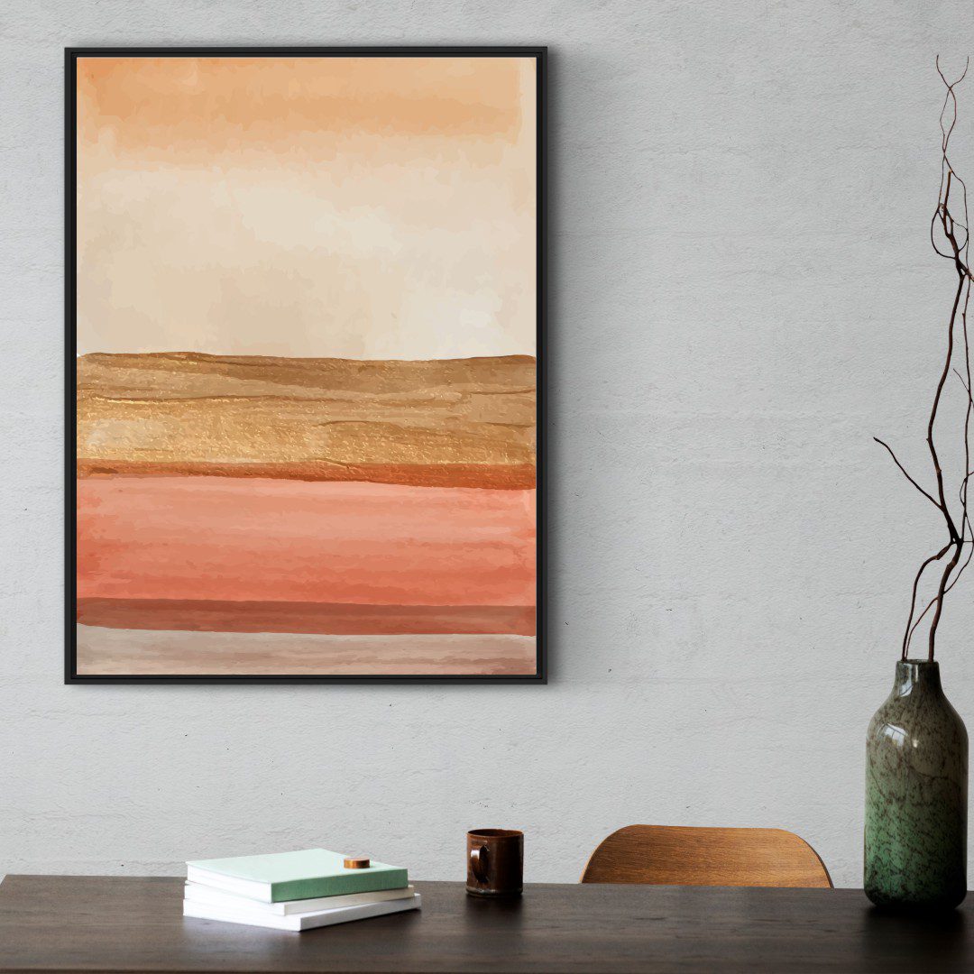 Quadro Abstrato em Tons de Laranja e Dourado