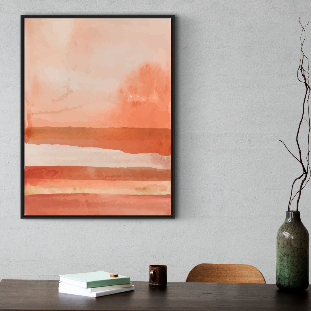 Quadro Abstrato em Tons de Laranja e Dourado