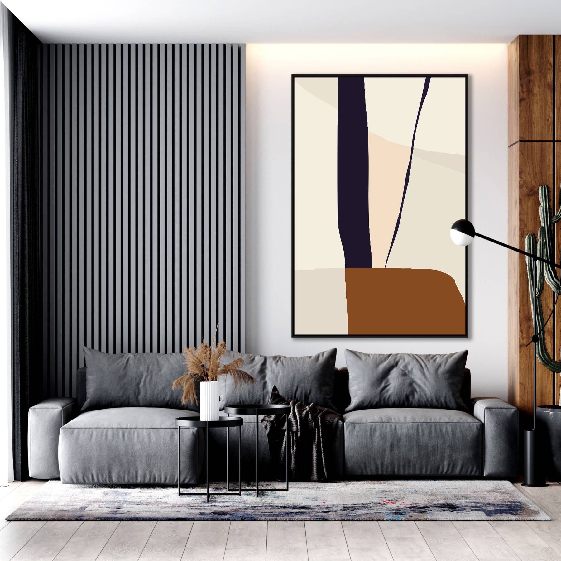 Quadro Abstrato em Tons de Marrom e Bege