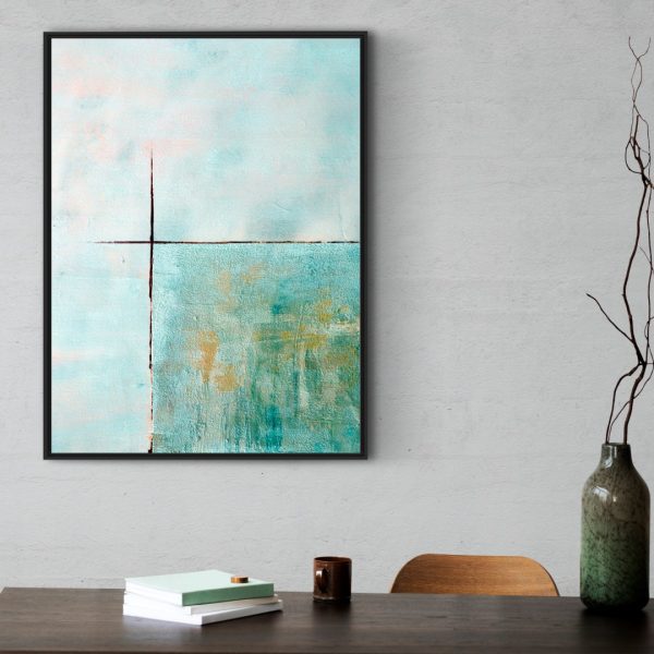 Quadro Abstrato em Tons de Verde