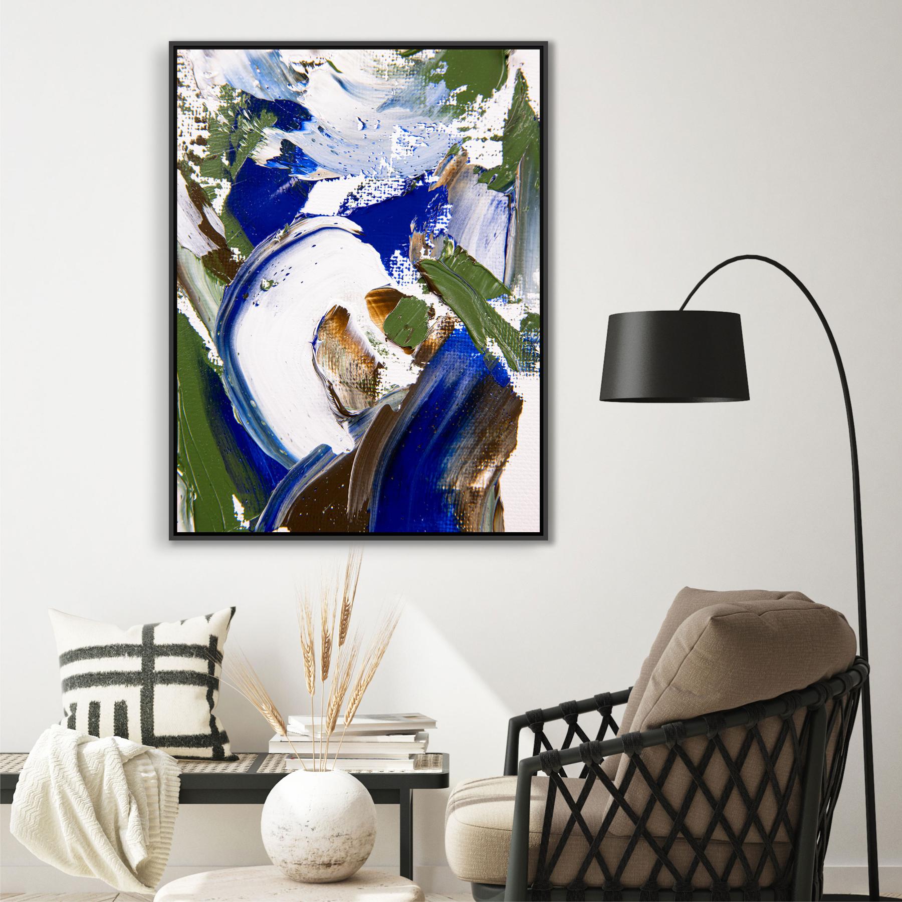 Quadro Abstrato em Tons de Verde e Azul