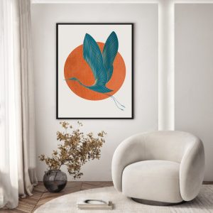 Quadro com Arte de Garça Voando