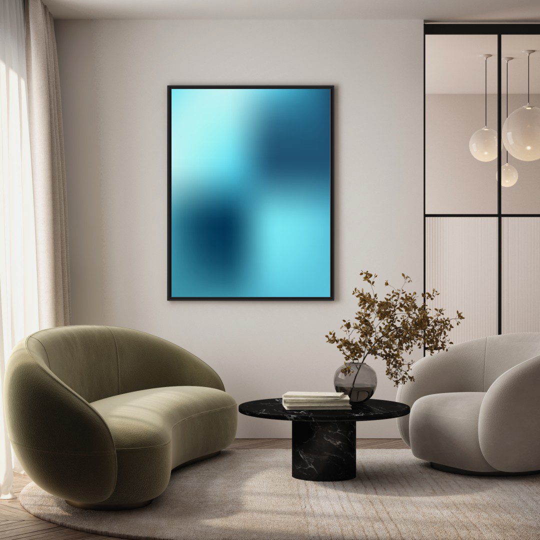 Quadro Abstrato Gradiente em Tons de Azul